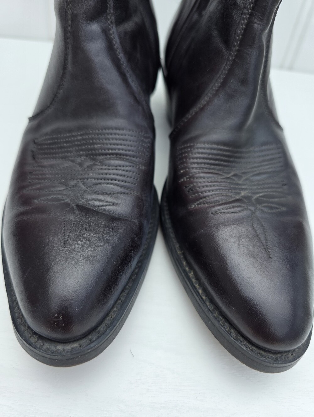 Laredo Western Brown Leather Ankle Boots Zip Up Round Toe Mens Size 7D - Picture 10 of 12
